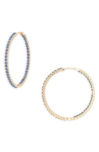 Nordstrom Rack Crystal Inside Out Hoop Earrings In Blue