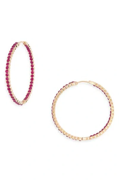 Nordstrom Rack Crystal Inside Out Hoop Earrings In Pink