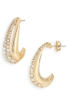 Nordstrom Rack Crystal J Hoop Earrings In Gold
