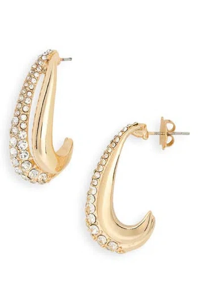 Nordstrom Rack Crystal J Hoop Earrings In Gold