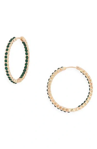 Nordstrom Rack Crystal Medium Inside Out Hoop Earrings In Green