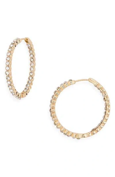 Nordstrom Rack Crystal Medium Inside Out Hoop Earrings In Gold
