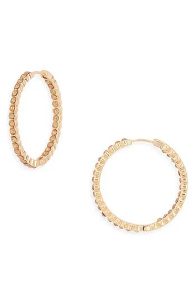 Nordstrom Rack Crystal Medium Inside Out Hoop Earrings In Gold