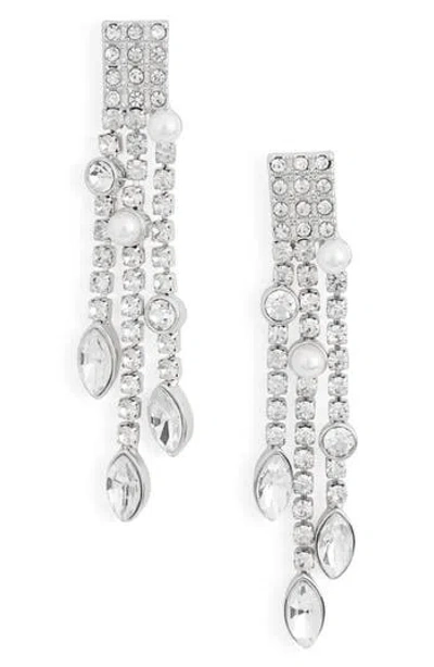 Nordstrom Rack Crystal Pavè Faux Pearl Dangle Drop Earrings In Multi