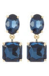 Nordstrom Rack Crystal Square Drop Earrings In Blue- Gold