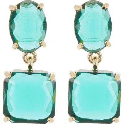 Nordstrom Rack Crystal Square Drop Earrings In Emerald- Gold