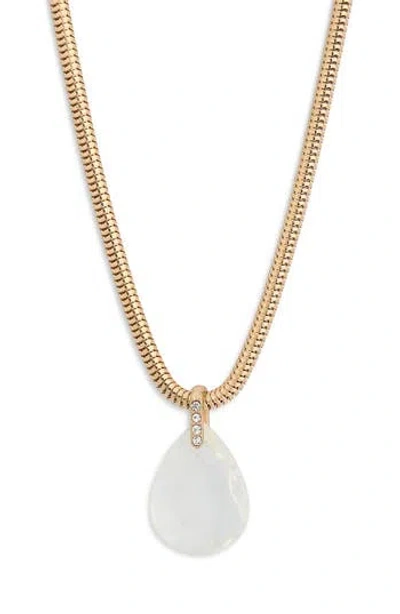 Nordstrom Rack Crystal Teardrop Pendant Necklace In Clear- Gold