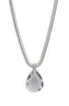 Nordstrom Rack Crystal Teardrop Pendant Necklace In Grey- Rhodium