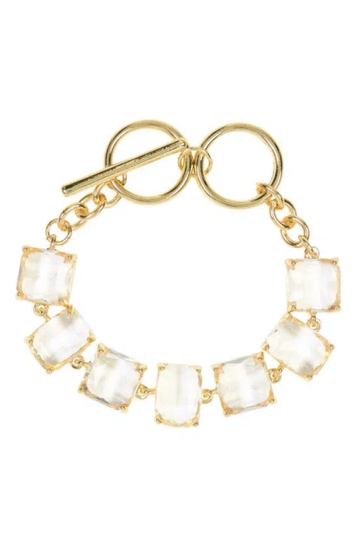 Nordstrom Rack Crystal Toggle Bracelet In Clear- Gold