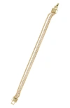 Nordstrom Rack Crystal Triple Chain Bracelet In Clear- Gold