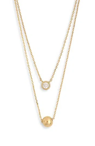 Nordstrom Rack Cubic Zirconia & Ball Layered Necklace In Gold