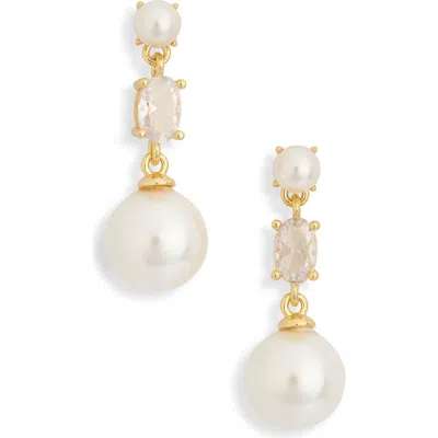 Nordstrom Rack Cubic Zirconia & Faux Pearl Cluster Linear Earrings In Multi