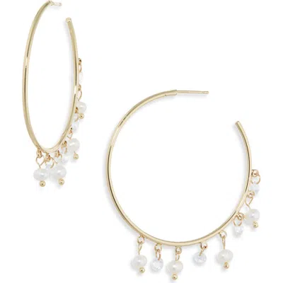 Nordstrom Rack Cubic Zirconia & Faux Pearl Hoop Earrings In Gold
