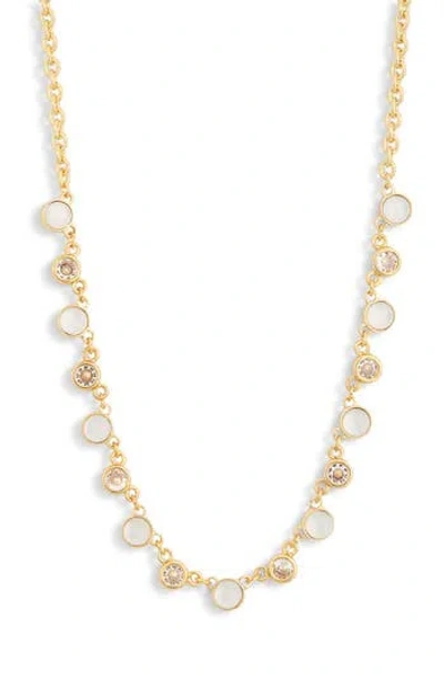 Nordstrom Rack Cubic Zirconia & Faux Pearl Necklace In Gold