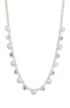 Nordstrom Rack Cubic Zirconia & Faux Pearl Necklace In Metallic