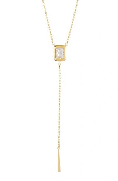 Nordstrom Rack Cubic Zirconia Ball Chain Y-necklace In Clear- Gold
