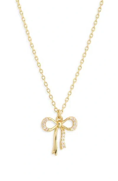 Nordstrom Rack Cubic Zirconia Bow Pendant Necklace In Gold