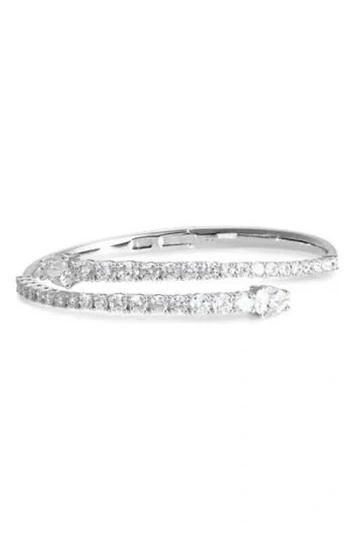 Nordstrom Rack Cubic Zirconia Bypass Bracelet In Silver