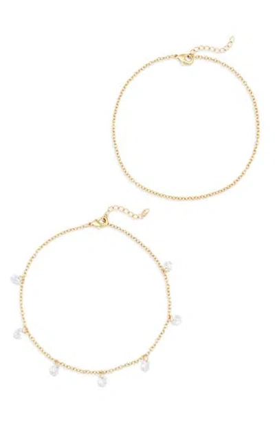 Nordstrom Rack Cubic Zirconia Charm Anklet In Gold