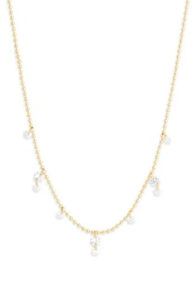 Nordstrom Rack Cubic Zirconia Charm Ball Chain Necklace In Gold