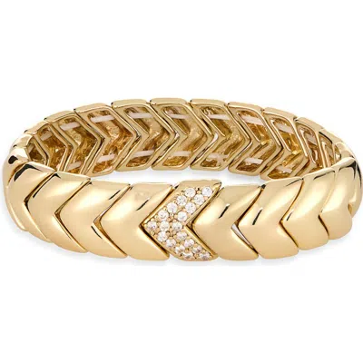 Nordstrom Rack Cubic Zirconia Chevron Stretch Bracelet In Clear- Gold