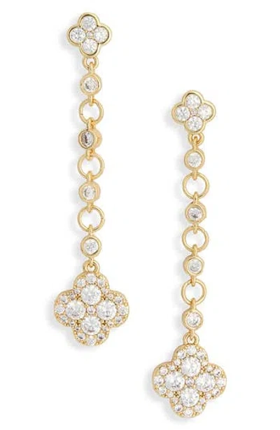Nordstrom Rack Cubic Zirconia Clover Linear Drop Earrings In Gold