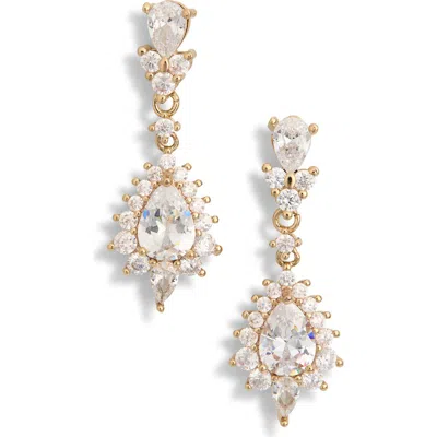 Nordstrom Rack Cubic Zirconia Cluster Drop Earrings In Gold
