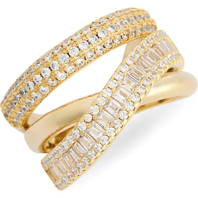 Nordstrom Rack Cubic Zirconia Crisscross Band Ring In Gold