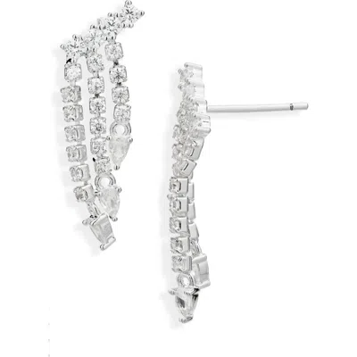Nordstrom Rack Cubic Zirconia Dangle Crawler Earrings In Metallic