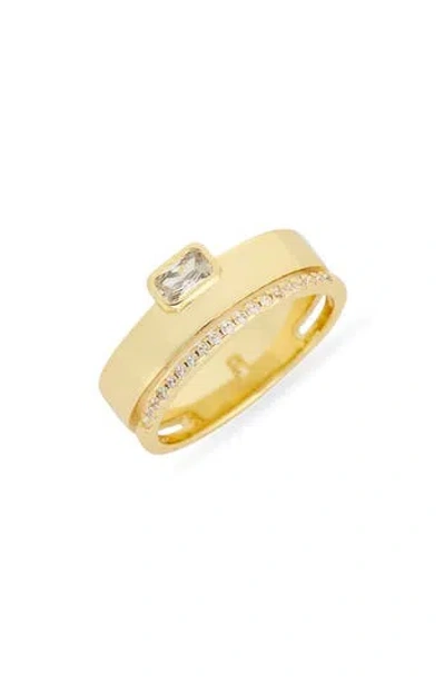 Nordstrom Rack Cubic Zirconia Double Band Ring In Gold