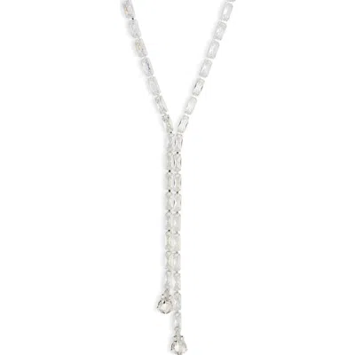 Nordstrom Rack Cubic Zirconia Double Drop Y-necklace In Silver