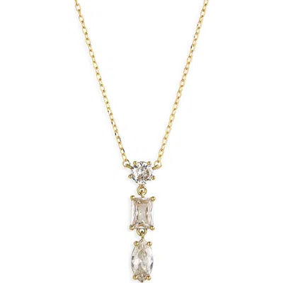 Nordstrom Rack Cubic Zirconia Drop Pendant Necklace In Clear- Gold