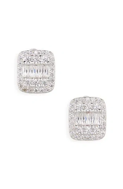 Nordstrom Rack Cubic Zirconia Emerald Cut Stud Earrings In Silver