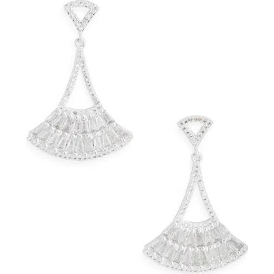 Nordstrom Rack Cubic Zirconia Fan Drop Earrings In Silver