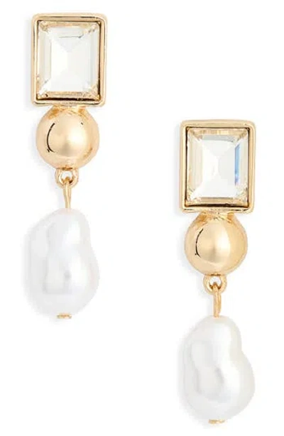 Nordstrom Rack Cubic Zirconia Faux Pearl Drop Earrings In Transparent