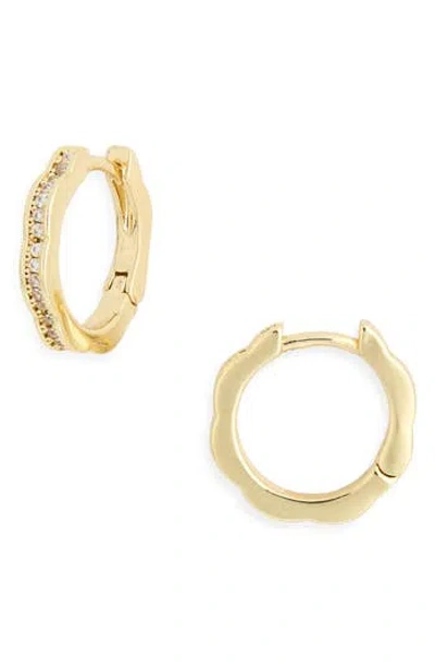 Nordstrom Rack Cubic Zirconia Floral Huggie Hoop Earrings In Gold