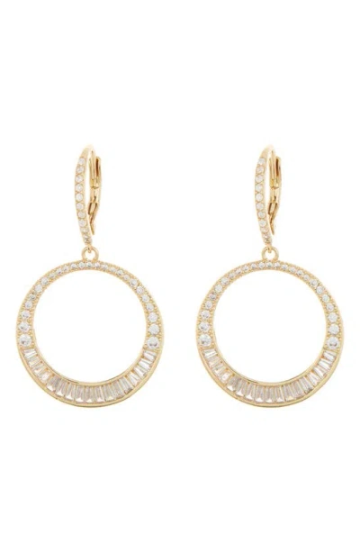 Nordstrom Rack Cubic Zirconia Frontal Hoop Drop Earrings In Gold