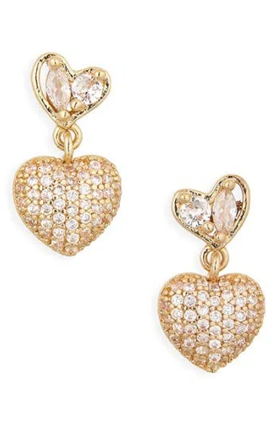 Nordstrom Rack Cubic Zirconia Heart Drop Earrings In Gold