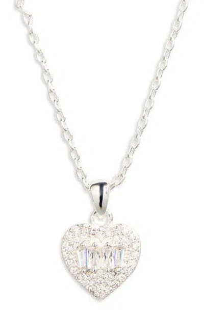 Nordstrom Rack Cubic Zirconia Heart Pendant Necklace In Silver