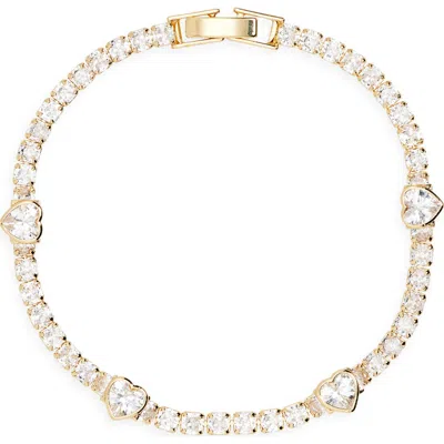 Nordstrom Rack Cubic Zirconia Heart Tennis Bracelet In Gold