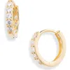 Nordstrom Rack Cubic Zirconia Huggie Hoop Earrings In Clear- Gold