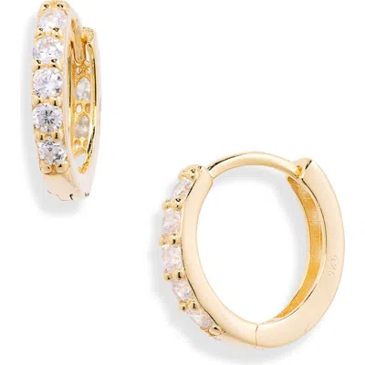 Nordstrom Rack Cubic Zirconia Huggie Hoop Earrings In Clear- Gold