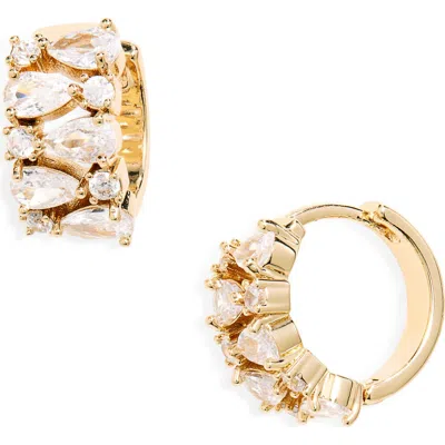 Nordstrom Rack Cubic Zirconia Huggie Hoop Earrings In Clear- Gold