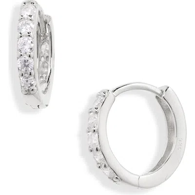 Nordstrom Rack Cubic Zirconia Huggie Hoop Earrings In Clear- Silver