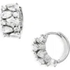 Nordstrom Rack Cubic Zirconia Huggie Hoop Earrings In Clear- Silver