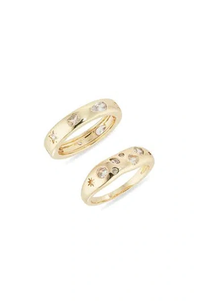 Nordstrom Rack Cubic Zirconia Inlay Ring Set In Gold