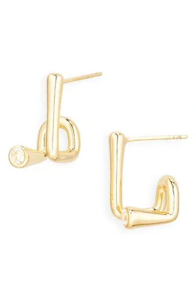 Nordstrom Rack Cubic Zirconia J Hoop Earrings In Gold