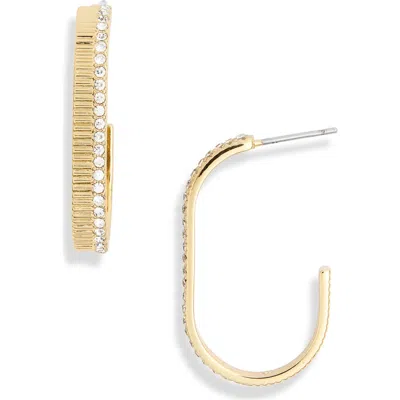 Nordstrom Rack Cubic Zirconia J-hoop Earrings In Clear- Gold
