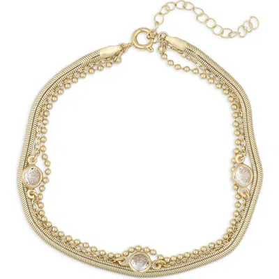 Nordstrom Rack Cubic Zirconia Layered Anklet In Brown