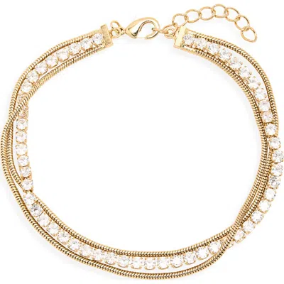 Nordstrom Rack Cubic Zirconia Layered Chain Bracelet In Gold